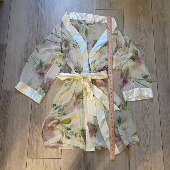 Lord & Taylor Women 100% Polyester Floral Semi-Sheer Robe Multicolor Medium - Picture 8 of 11